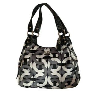 Coach 2010 Madison Maggie Op Art Signature Black & White Handbag Tote Bag